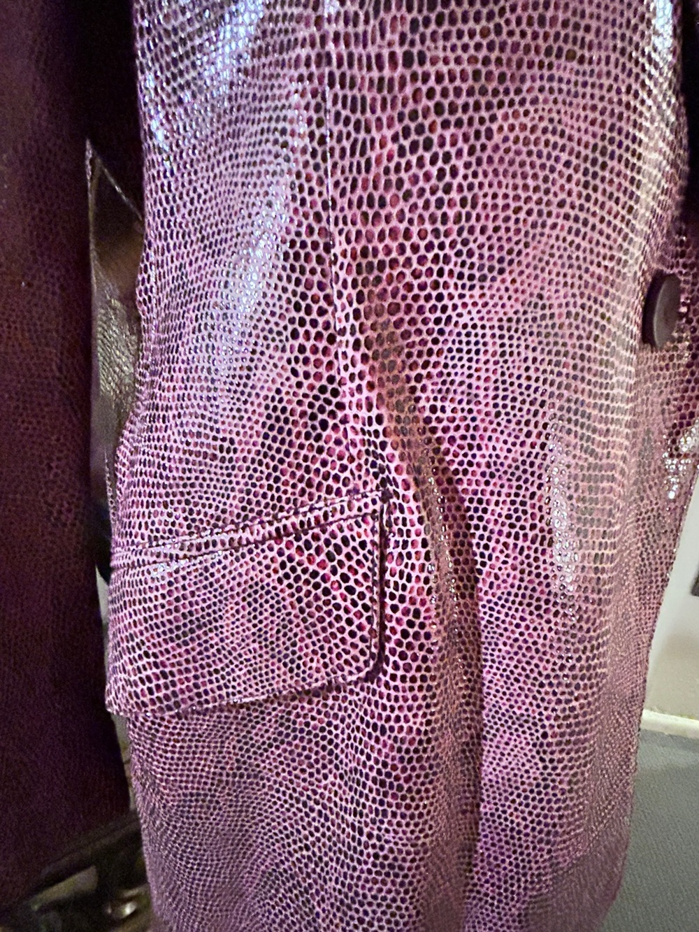 Ellen Tracy Leather Snake Skin Print Purple Textured Blazer - Picture 3 of 6
